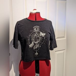 Oversized Crop "Look Up and Get Lost" Celestial T Shirt